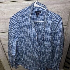 Hexxa Blue Checkered Men's Dress Shirt